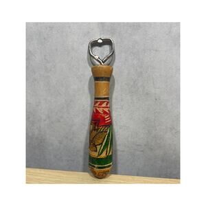 Vintage Hand Carved Painted House Multicolor Wood Handle Bottle Opener